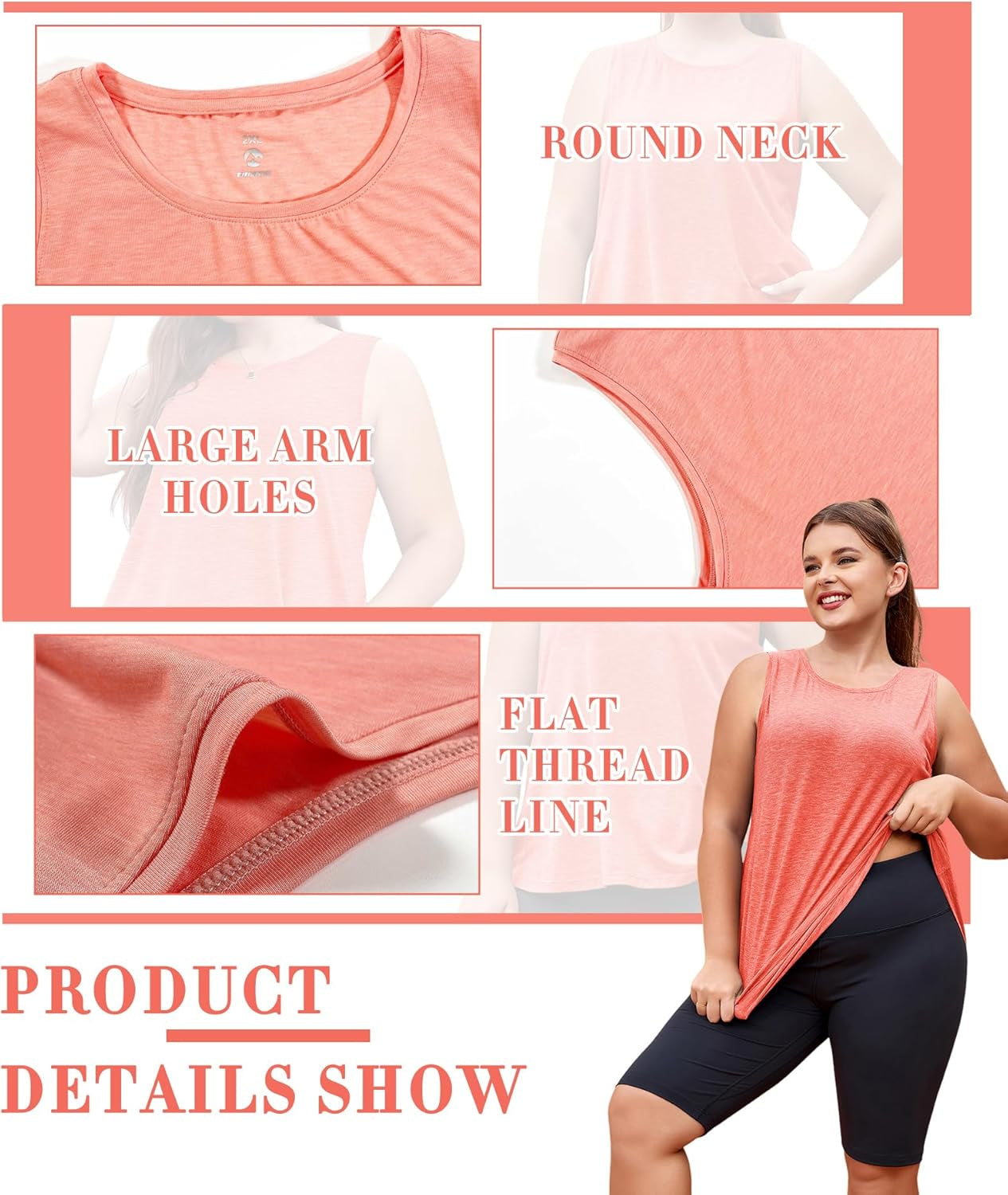 plus Size Womens Workout Tank Tops Sleeveless Flowy Yoga Athletic Running Shirts