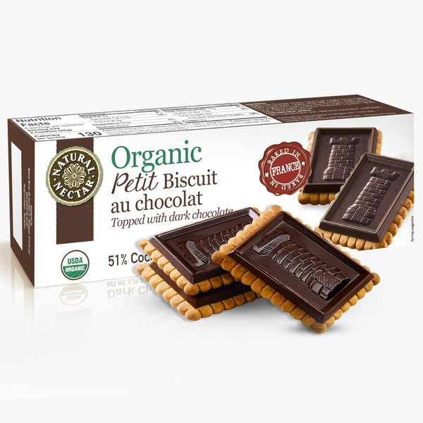 Organic Dark Chocolate Biscuits Cookies | Perfect with Coffee, Tea, or as a Snack | USDA Organic Certified - 5.29 Oz