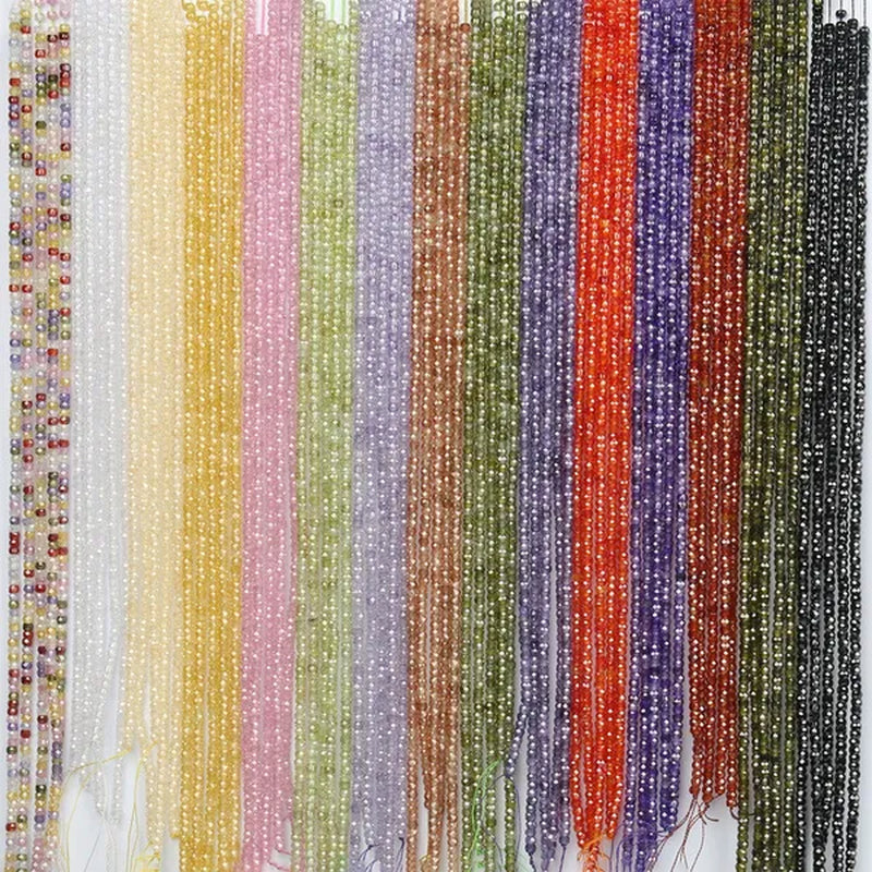 Multicolored 3X2Mm Shiny Faceted Natural Cubic Zirconia Stone Beads Abacus Tiny Beads Loose Spacer Beads for Jewelry Making DIY Slim Bracelet Women