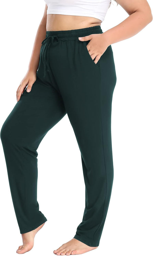Women'S plus Size Comfy Lounge Pants Active Yoga Sweatpants Casual Stretchy Jogger Pants with Pockets Drawstring