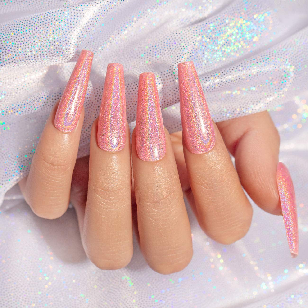 Holographic Gel Nail Polish Set 3PCS Rose Gold Pink Purple Gorgeous Glossy Soak off Nail Gel with Glitter Mermaid Unicorn Effect Lamp Curing Required for Nail Art Design Manicure Salon DIY at Home