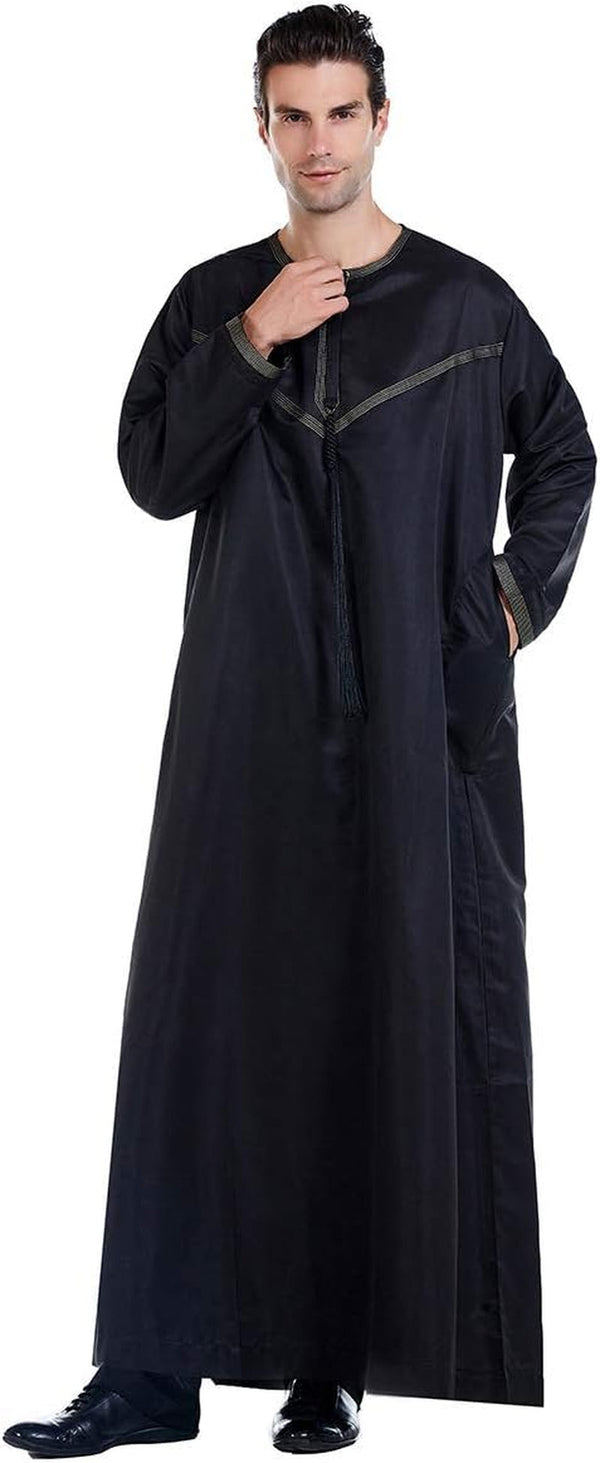Men'S Muslim Clothes Durable Kaftan Robe Dubai Long Gown Ethnic Clothes,1Pc Soft Robe