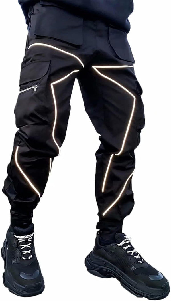 Mens Cargo Pants Hip Hop Techwear Harem Pant Jogger Sweatpants with Pockets Jogging Punk Black XL