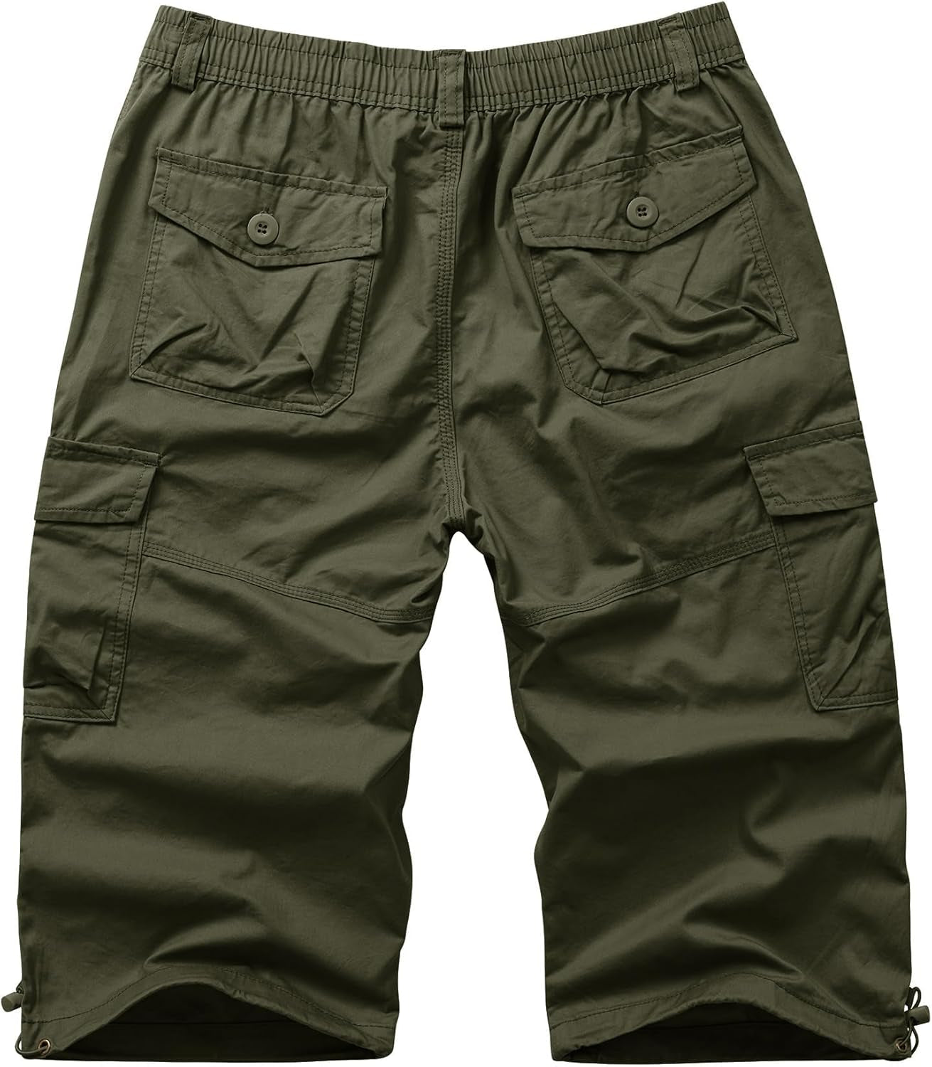 Men'S Cargo Shorts Casual Twill Elastic 3/4 Capri Pants below Knee Long Shorts with 7 Pockets