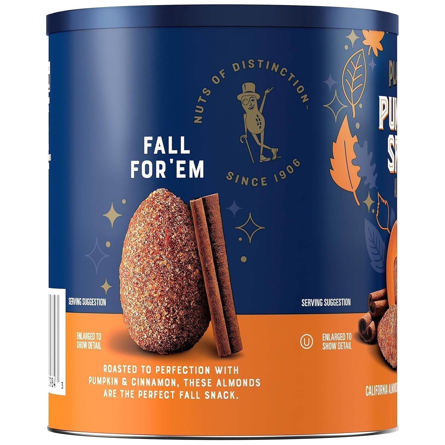 Fall Edition Pumpkin Spice Almonds, Pumpkin Spice Snacks, Cooking & Baking Nuts & Seeds, Flavored Almonds, Seasonal Nuts, Fall Party Snacks, Plant-Based Protein, 15.25 Oz Canister
