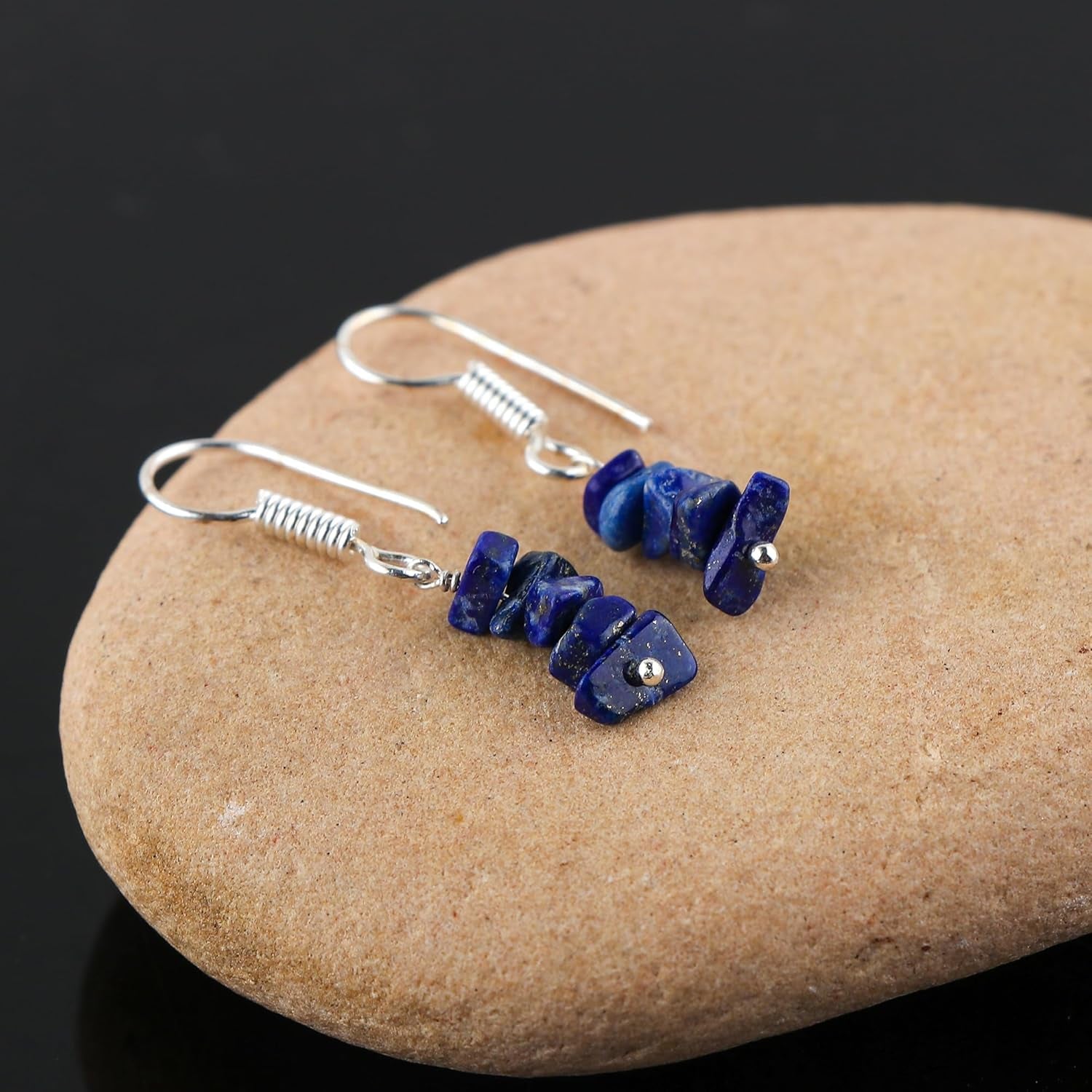 Natural Lapis Lazuli Chips Crystal Earring, Yoga Jewelry, Meditation Earring, Raw Gemstone, Birthday, Gift for Her, Gemstone Jewelry Mother'S Day Gifts (Lapis Lazuli)