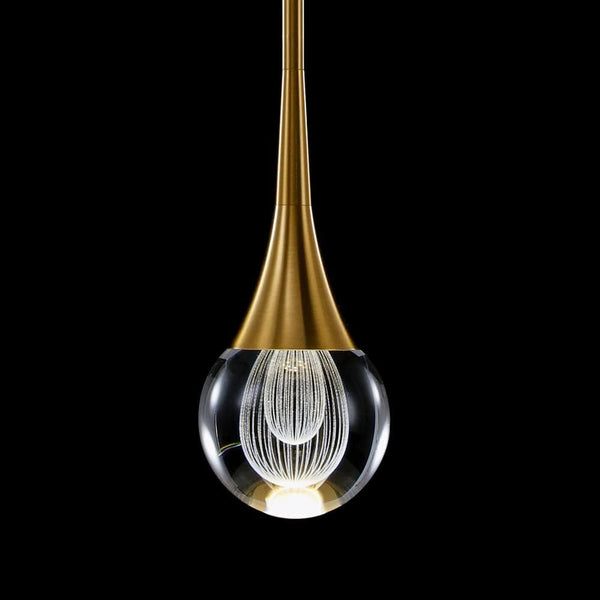 Pendant Light Fixtures 1-Light Mini Pendant Lighting for Kitchen，Gold Globe Pendant LED Light Fixture，Teardrop Crystal Pendant Light for Bedroom Dining Room Bar