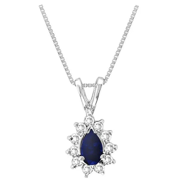 0.35 Ct. Diamond And Sapphire Pendant In 14K Gold