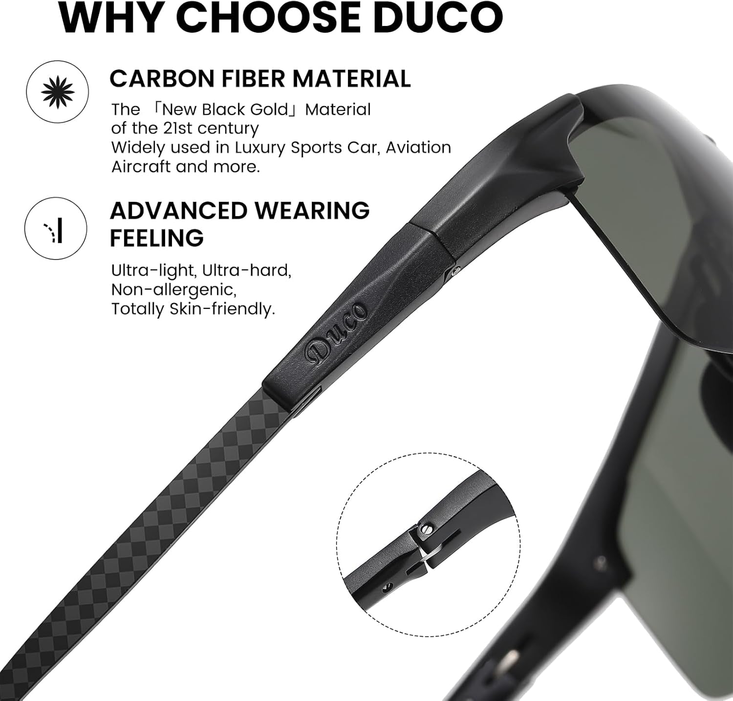 Men'S Sports Polarized Driving Carbon Fiber Sunglasses for Men UV400 Protection DC8277