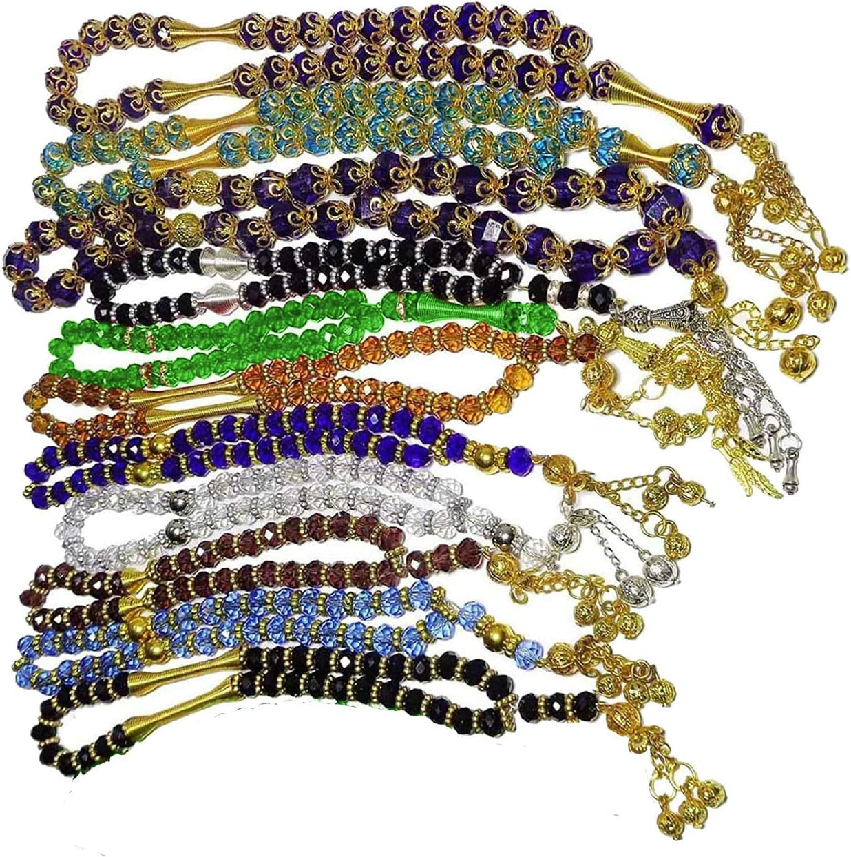 Lot 10 Crystal Tasbeeh Sebha Tasbih Sibha Subha Rosary Masbaha Muslim Islamic Islam Worry Bead Prayer Beads 33 Handmade Salah Salat Namaz Allah Muhammad Zikr Dhikr Thikr Random Assortment