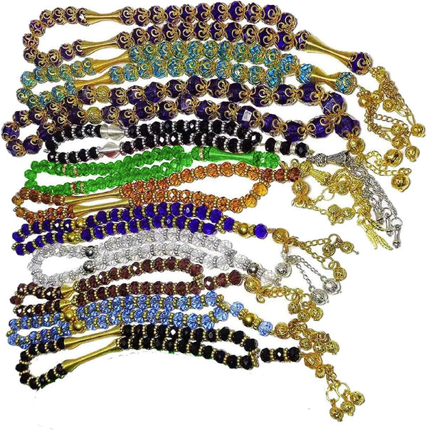 Lot 10 Crystal Tasbeeh Sebha Tasbih Sibha Subha Rosary Masbaha Muslim Islamic Islam Worry Bead Prayer Beads 33 Handmade Salah Salat Namaz Allah Muhammad Zikr Dhikr Thikr Random Assortment