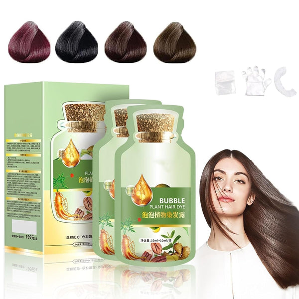 HUANG YI Natural Plant Hair Dye, New Botanical Bubble Hair Dye 20Ml 10Packs/Box, Pure Plant Extract for Grey Hair Color Bubble Dye, New Botanical Bubble Hair Shampoo(Coffee)