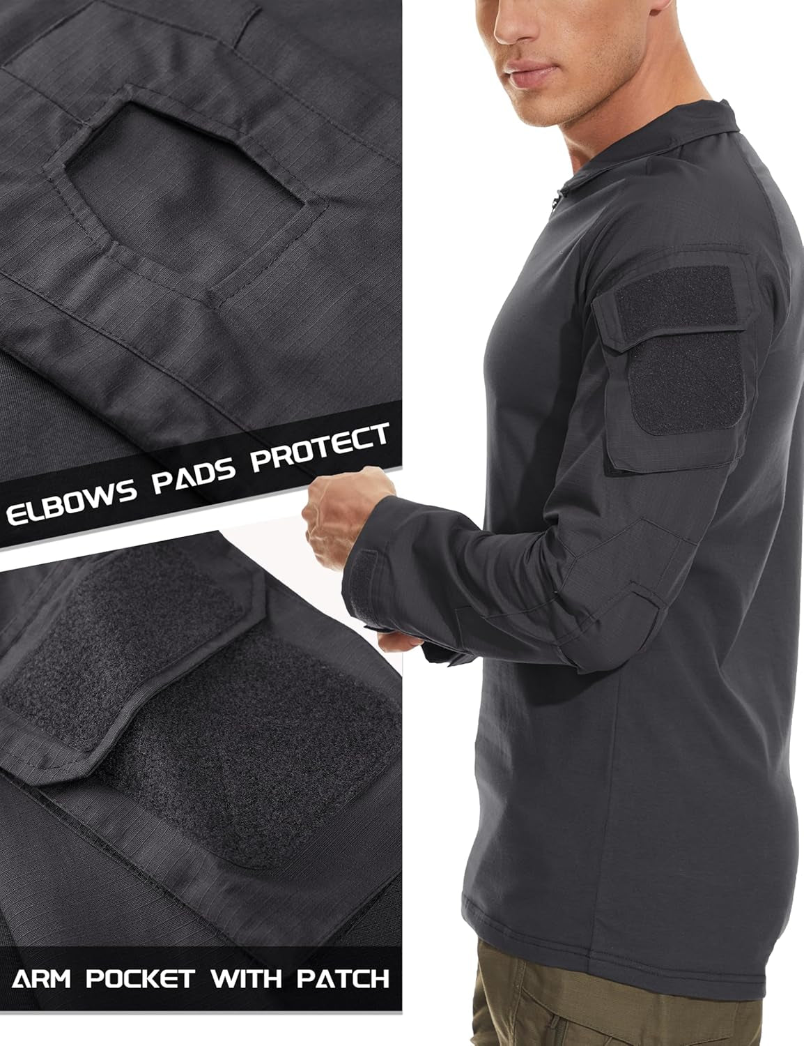 Men'S Tactical Military Shirts 1/4 Zip Long Sleeve Shirt with Pockets