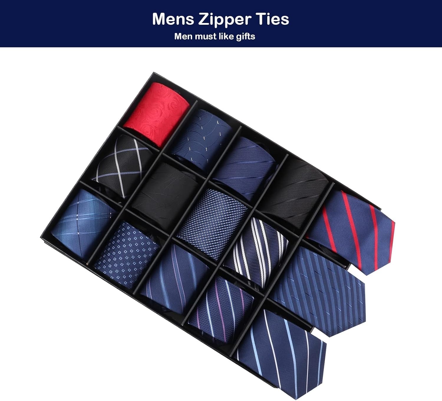 Mens Ties, Mens Zipper Ties Neckties for Men, Silky Zip up Ties, Men'S Pretied Ties Set