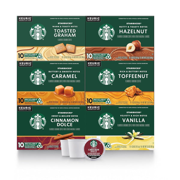 K-Cup Coffee Pods—Flavored Coffee—Variety Pack for Keurig Brewers—Naturally Flavored—100% Arabica—6 Boxes (60 Pods Total)