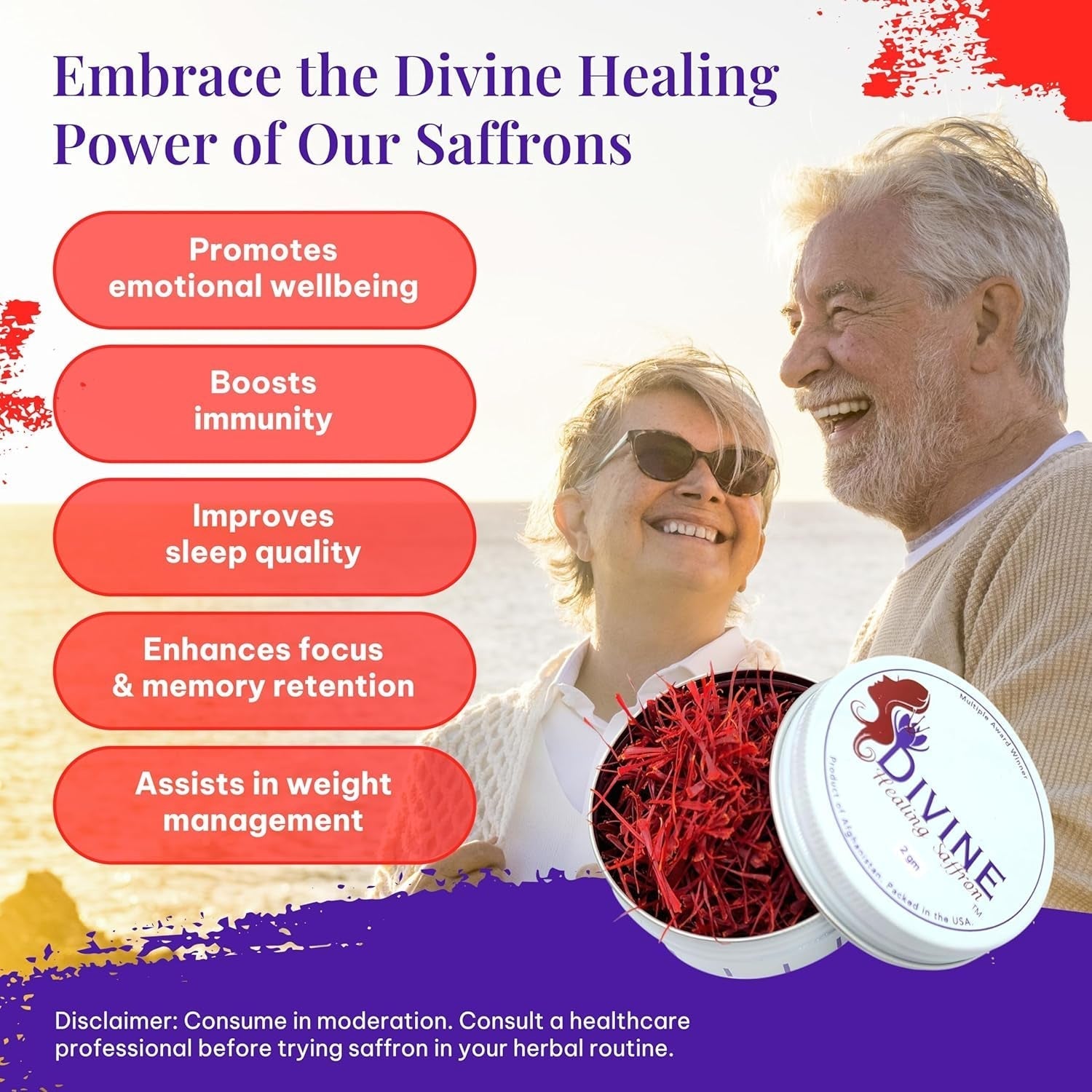 Saffron Threads - 100% Fresh, Pure Saffron from Afghanistan - Premium Award Winner Red Saffron Threads for Cooking Spanish Rice Paella & Risotto, Golden Milk, Tea & More - , 7G