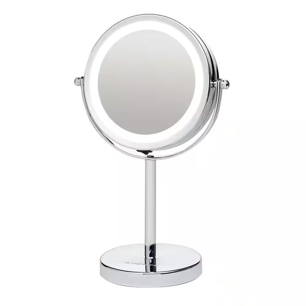 4.7 In. X 11.8 In. Lighted Magnifying Tabletop Makeup Mirror in Polished Chrome
