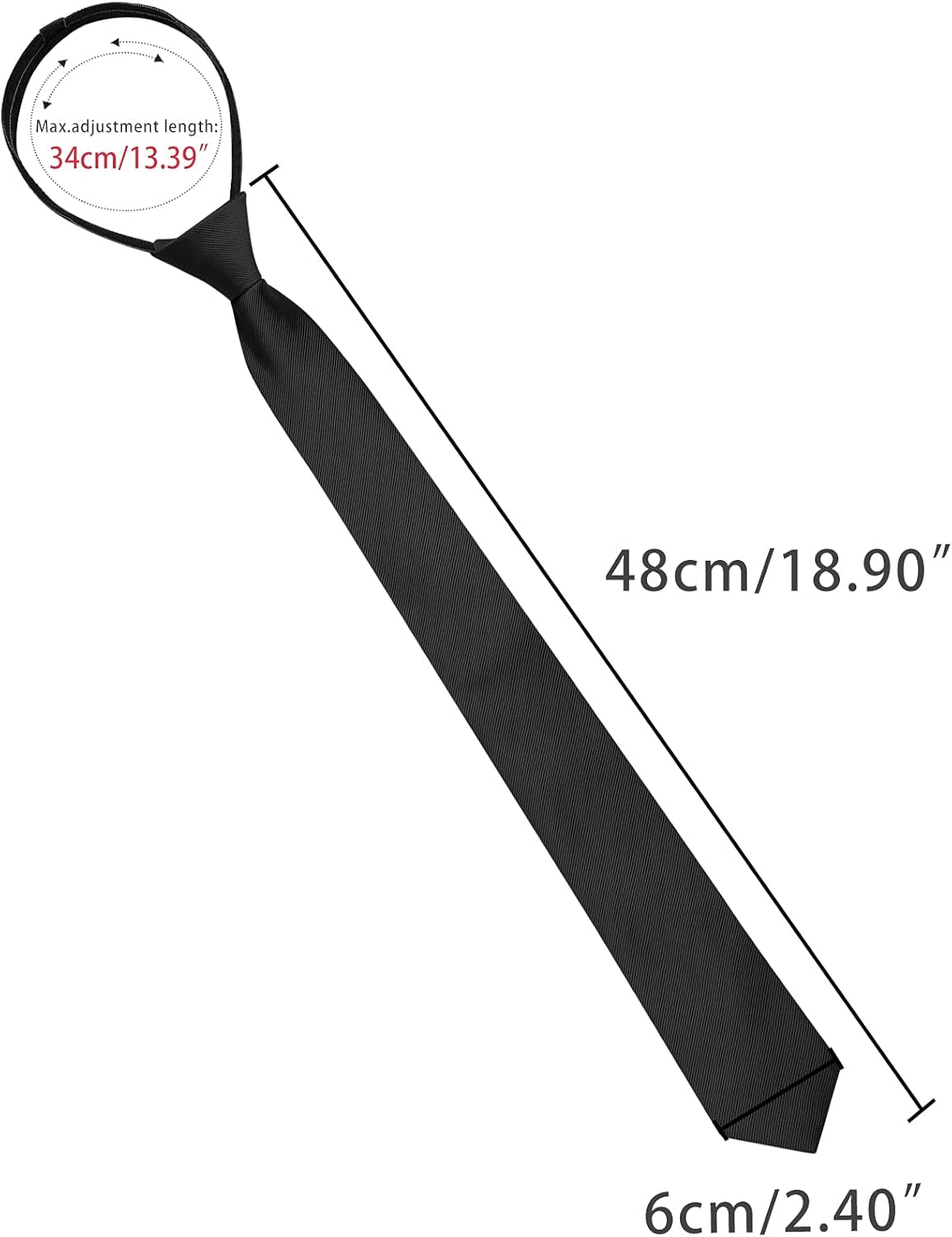Men'S Skinny Pretied Solid Color Zipper Ties Neck Adjustable Strap Wedding Groom Tie