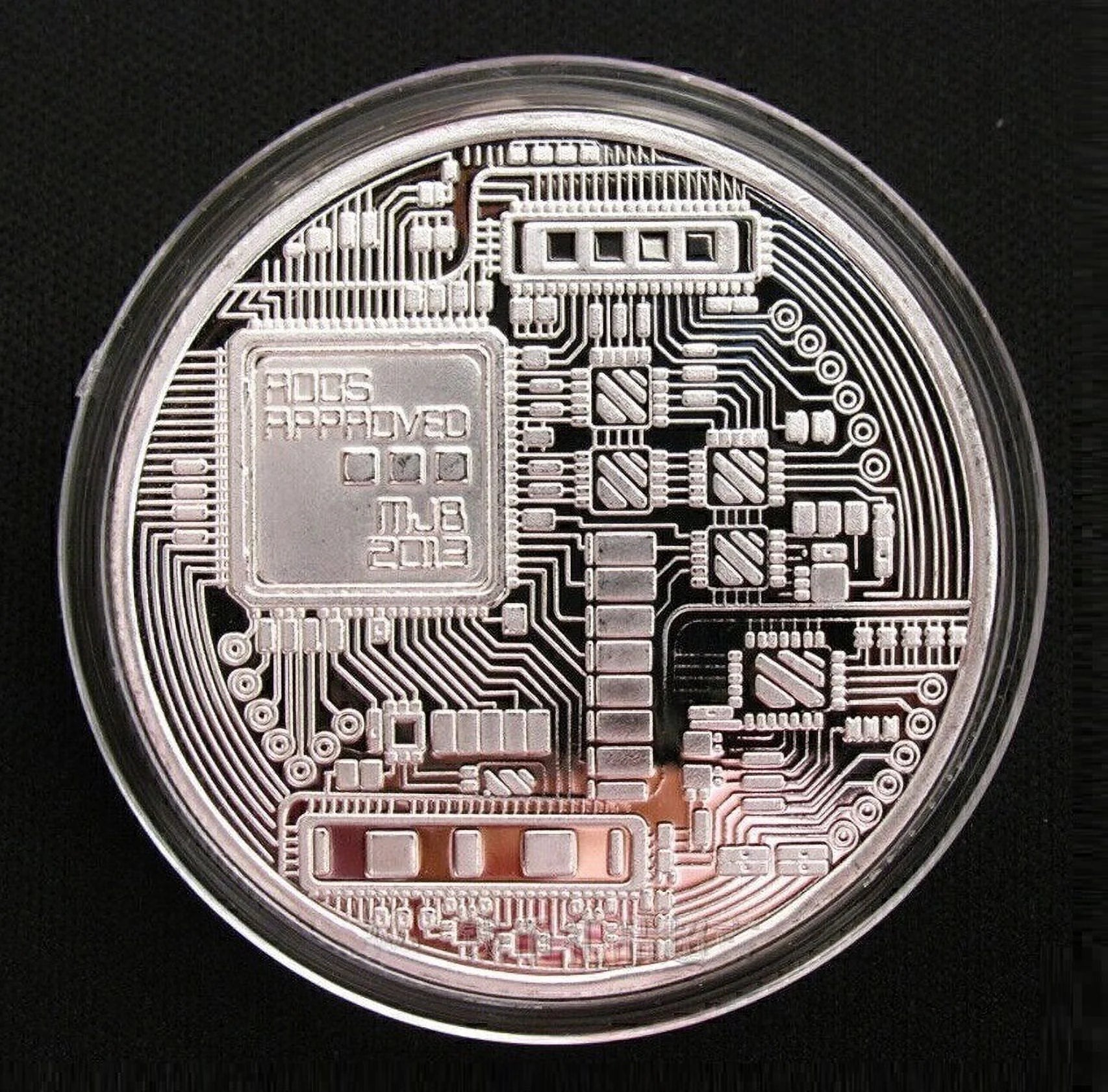 SILVER PLATED Bitcoin Token W/Display Case Master Coins