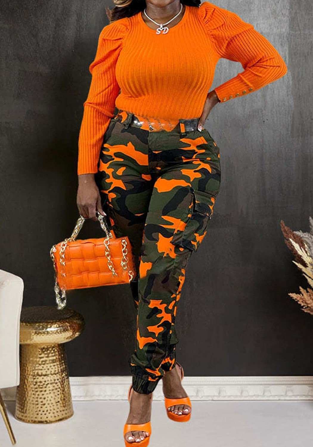 Women Camo Cargo Pants Camouflage Sweatpants Joggers Casual Army Fatigue Pants