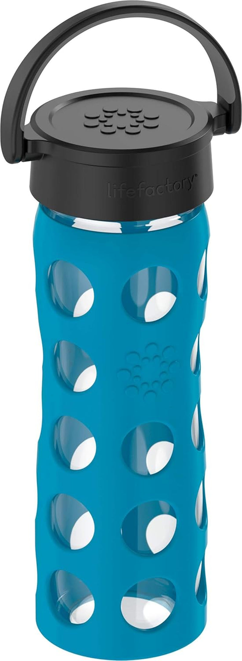 16-Ounce Bpa-Free Glass Water Bottle with Classic Cap and Protective Silicone Sleeve, Teal Lake