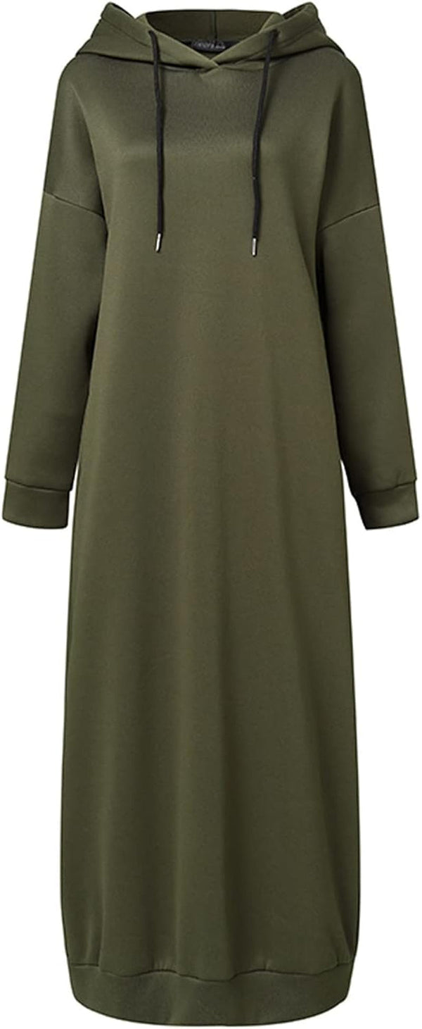 Womens Hoodies Muslim Prayer Dress Vintage Solid Color Islamic Abaya Dress Robe Mosque Prayer Loose Ramadan Clothing