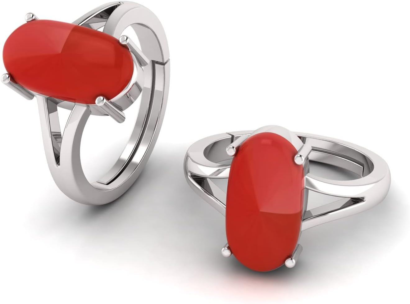 10.50 Carat Natural Red Coral Moonga Capsul Astrological Purpose Adjustable Ring Metal 925 Sterling Pure Silver with Lab Certificate