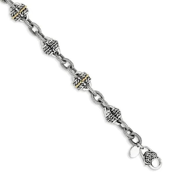 Shey Couture QTC292 7.5 in. Sterling Silver with 14K Yellow Gold Bracelet - Polished & Antiqued
