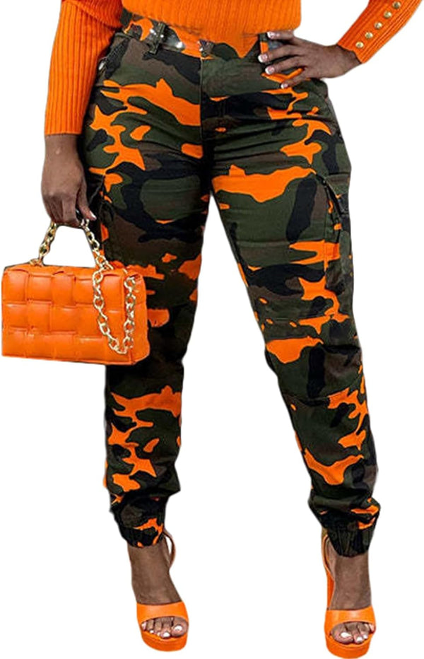 Women Camo Cargo Pants Camouflage Sweatpants Joggers Casual Army Fatigue Pants