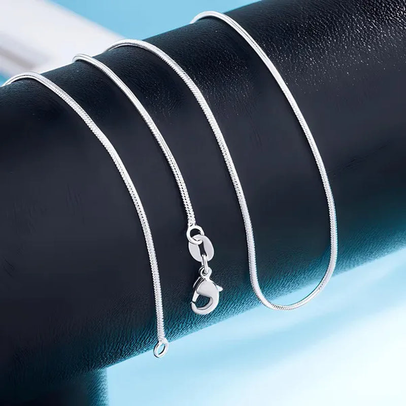 Silver 1MM Snake Bone Unisex Chains Necklace 16"-30"