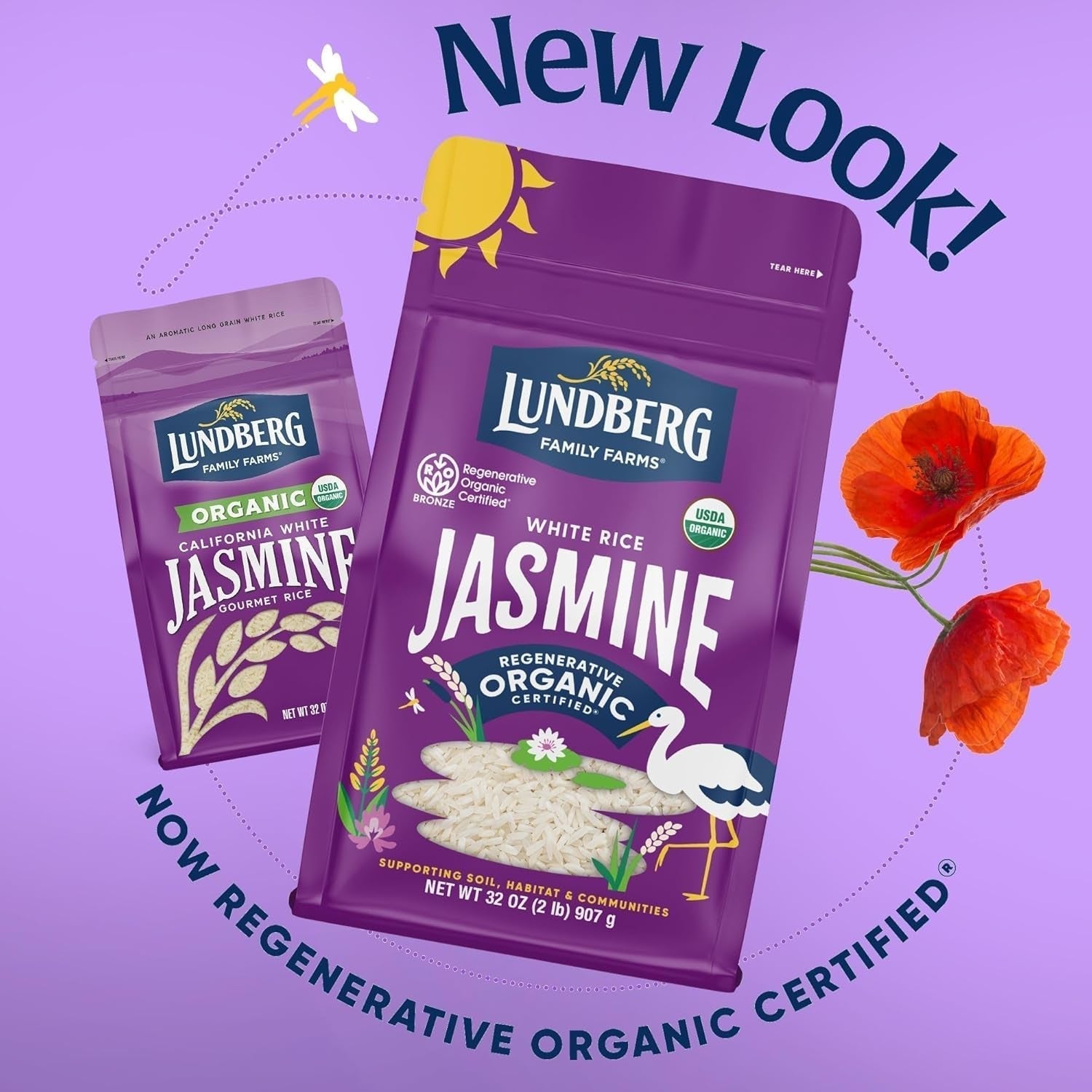 Jasmine Rice, Regenerative Organic Certified – Non-Sticky, Aromatic Long-Grain White Rice, Responsibly Grown in California, 32 Oz