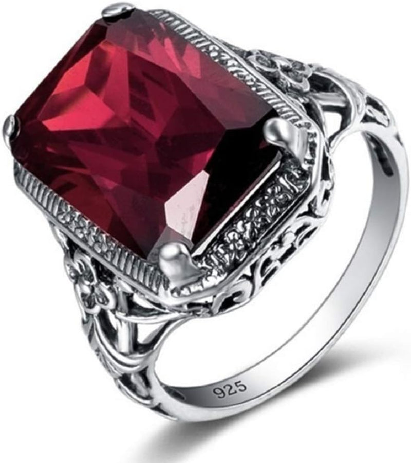 Elegant Huge Natural 3.5Ct Tanzanite 925 Silver Ruby Ring Women Wedding Engagement Size 6-10