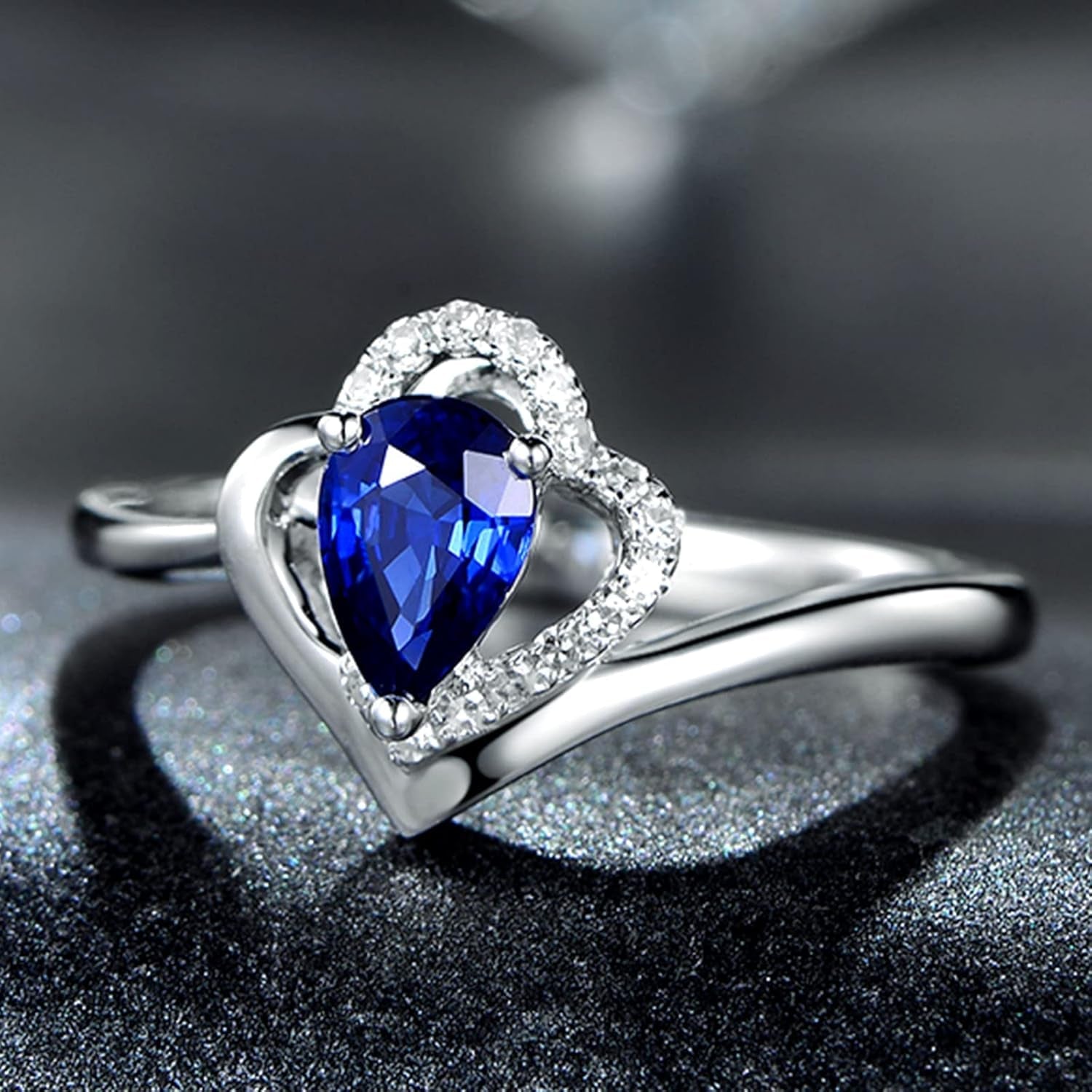 10K/14K/18K Gold Created Sapphire Teardrop Pear Cut Engagement Rings for Women Jewelry Gifts for Her
