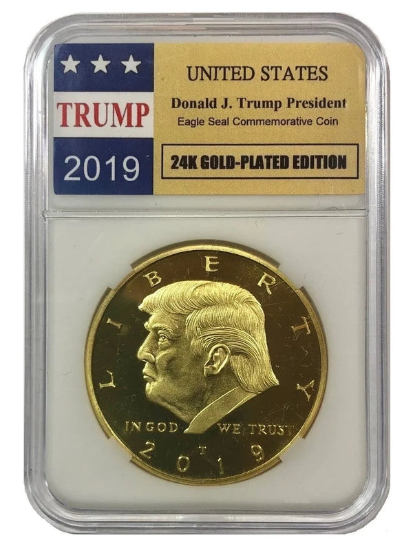 24K Gold-Plated Donald J. Trump 2019 President W/Display Case Masters Coins