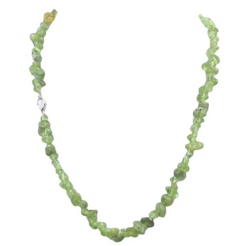 Genuine Green Peridot Natural Gemstone Chips Women Elegant Jewelry Necklace 18"