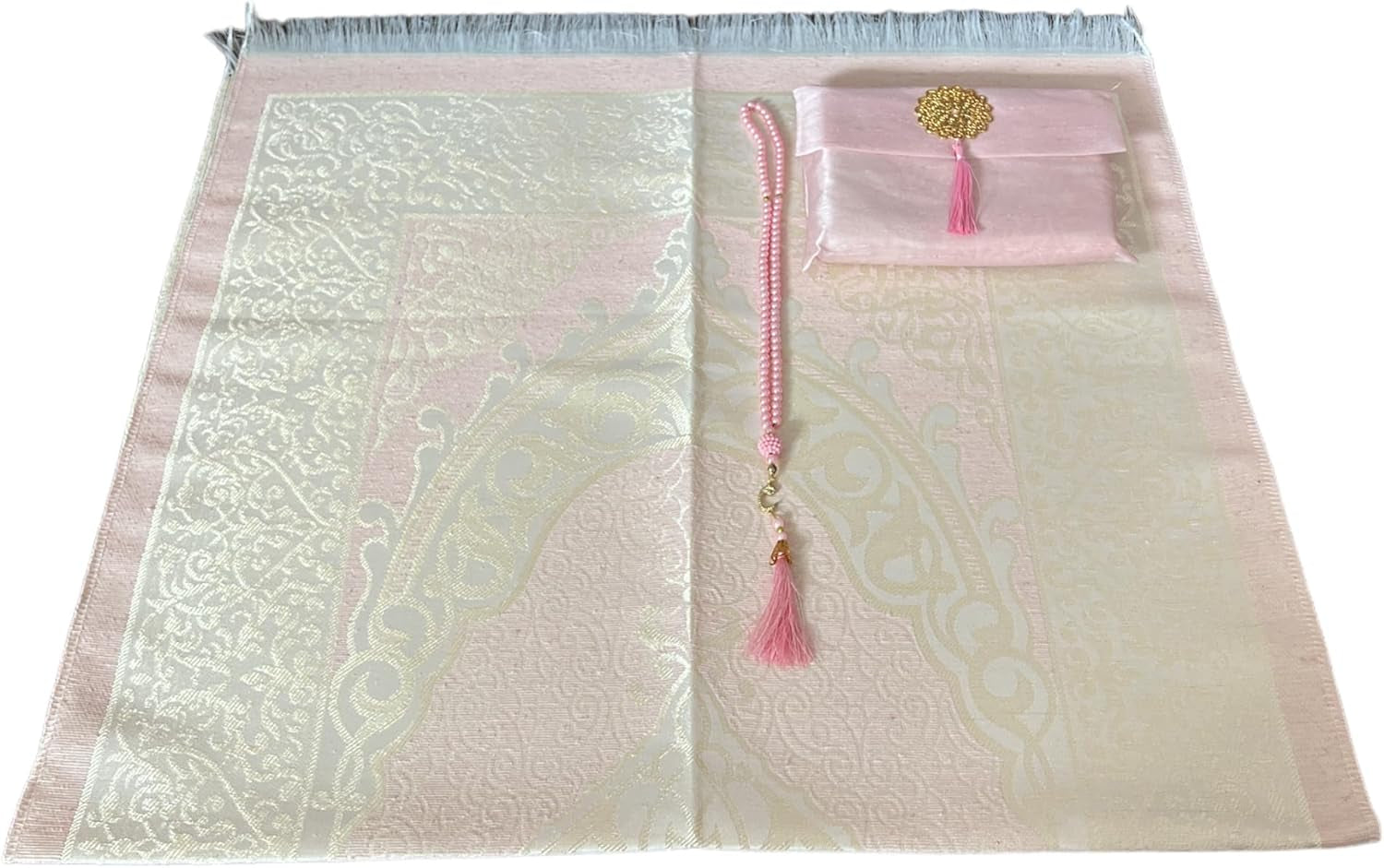 Prayer Carpet Mat, Taffeta Fabric (Pink, 1 Sets)