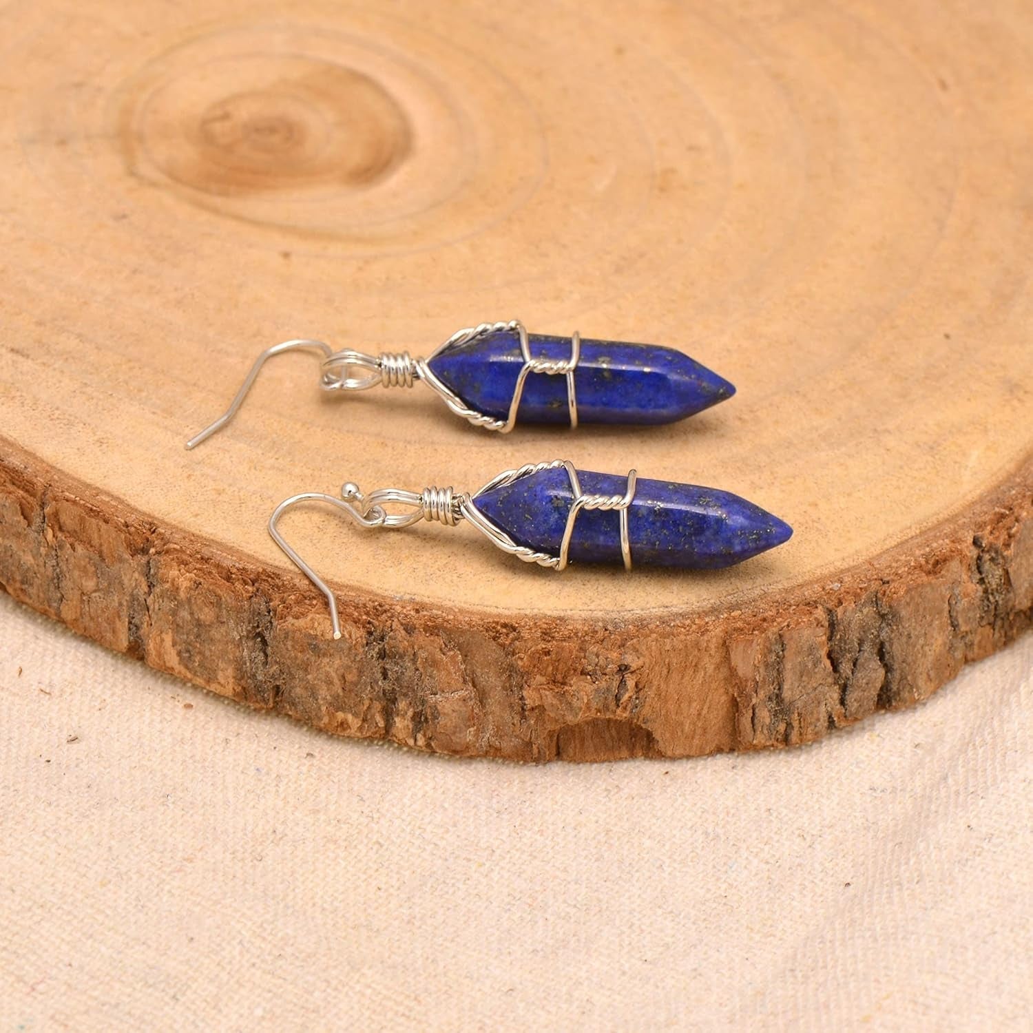 Hand Wired Healing Crystal Point Chakra Dangling Earrings for Women
