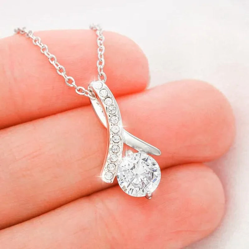 To My Mom Alluring Beauty Birthday Necklace, S925 Sterling Silver Cubic Zirconia Alluring Necklace