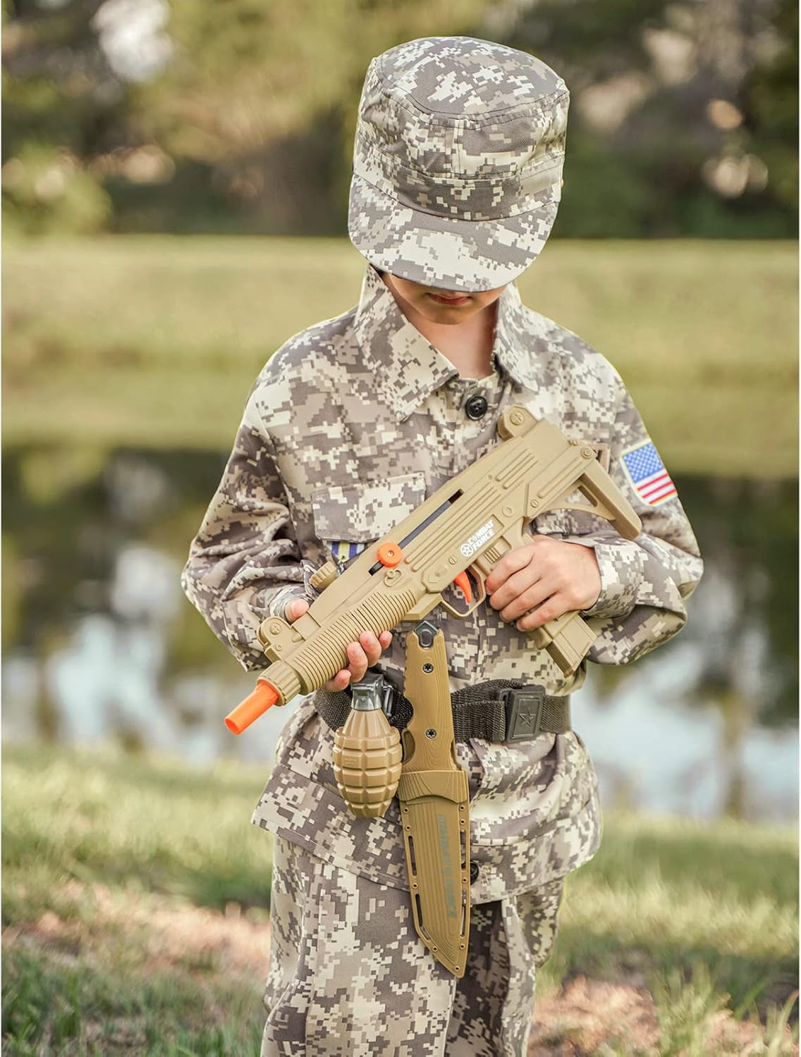 Kids Army Soldier Dress up Costume Role Play Set, Deluxe Christmas Gift for Kids Boys Aged 3-12
