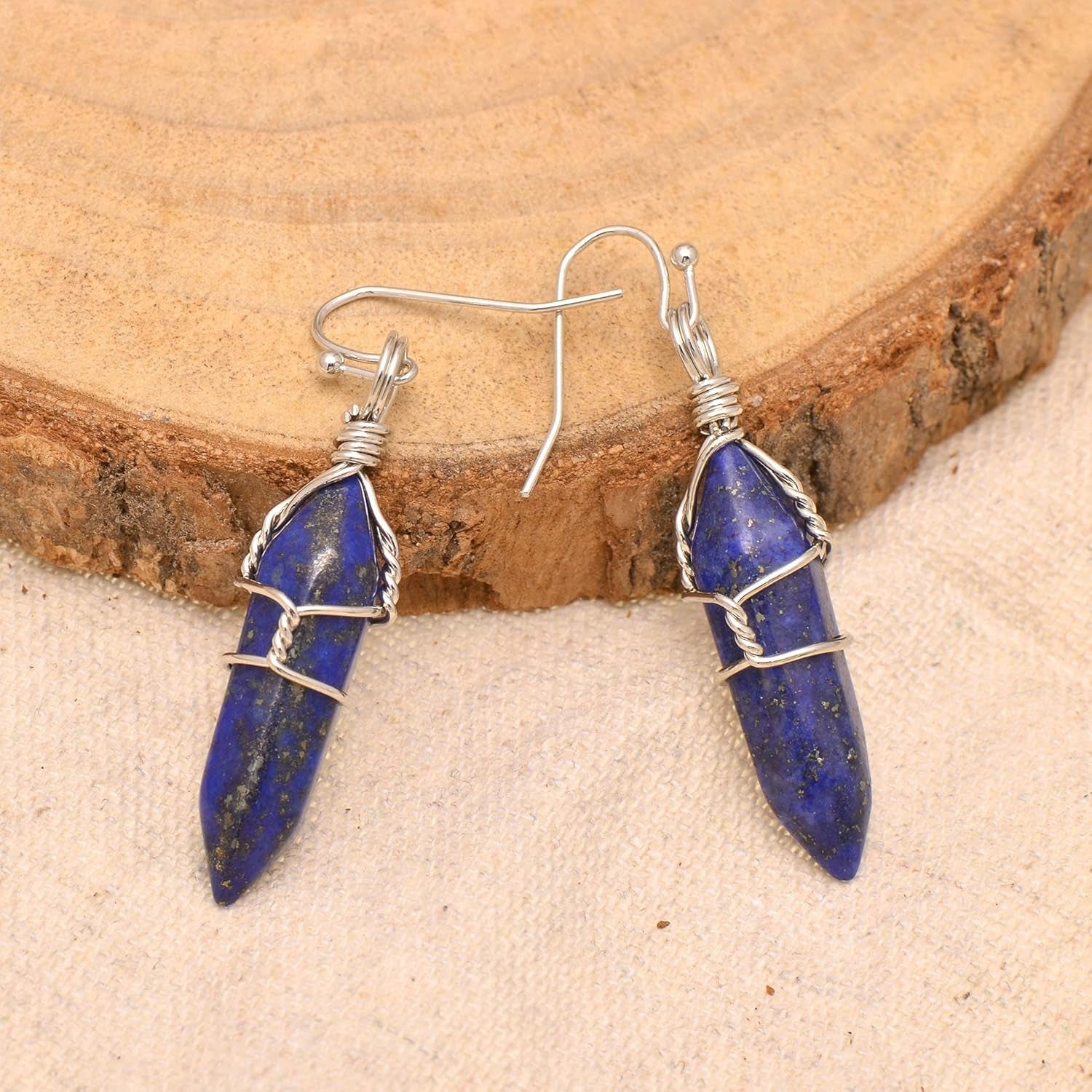 Hand Wired Healing Crystal Point Chakra Dangling Earrings for Women