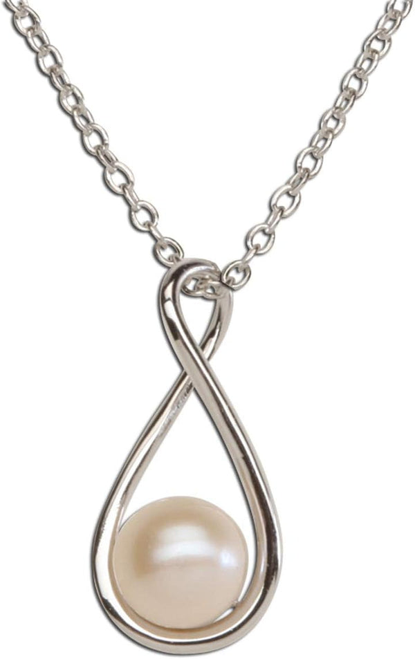 Sterling Silver Drop of Faith Necklace with 6Mm Cultured Pearl (18 Inch)