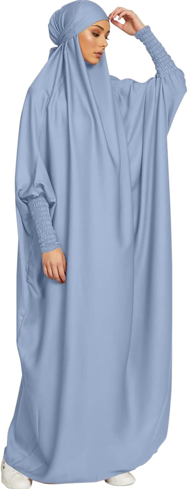 Jazvano Abaya Dress for Women 1Pc Eid Jilbab Muslim Prayer Clothes Islamic Modest Abayas Dubai Salah Robe