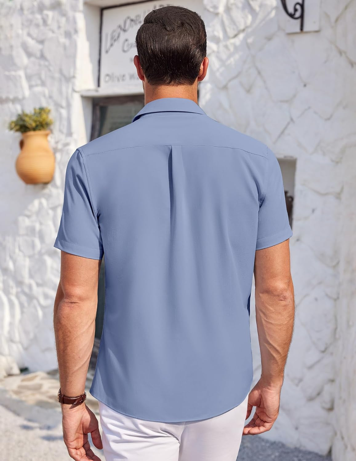 Mens Short Sleeve Shirts Casual Button down Shirts Summer Beach Shirt Wrinkle Free
