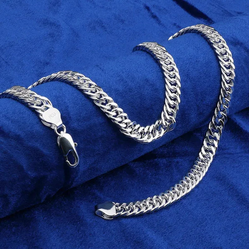 "HOT!" Fashion 925 Sterling Silver 10MM Full Sideways Chain Necklace 20'' 24'' Inch for Men Jewelry Wholesale