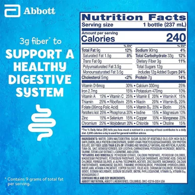 Pediasure Grow and Gain Nutritional Shake with Fiber for Kids, Vanilla, 8 Fl. Oz., 24 Pk.