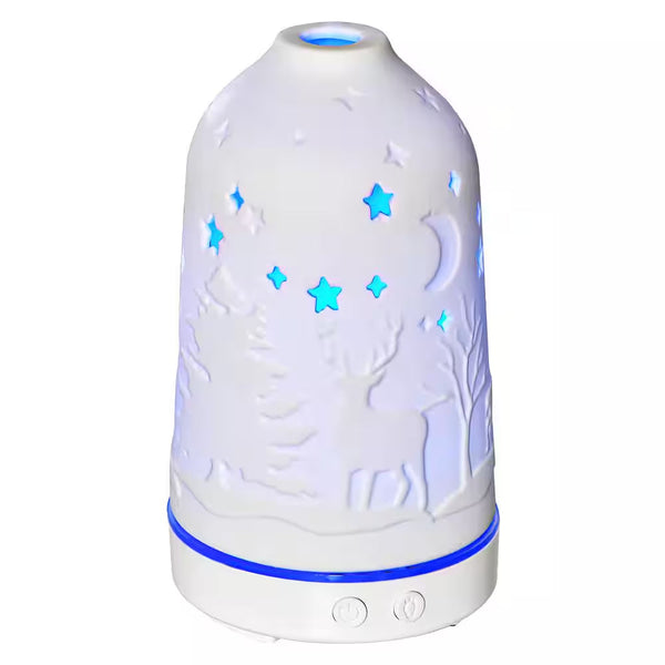 100 Ml Ultrasonic Aromatherapy Diffuser 7-Colors LED Lights Timer Essential Oils Humidifier with Ceramic Cover