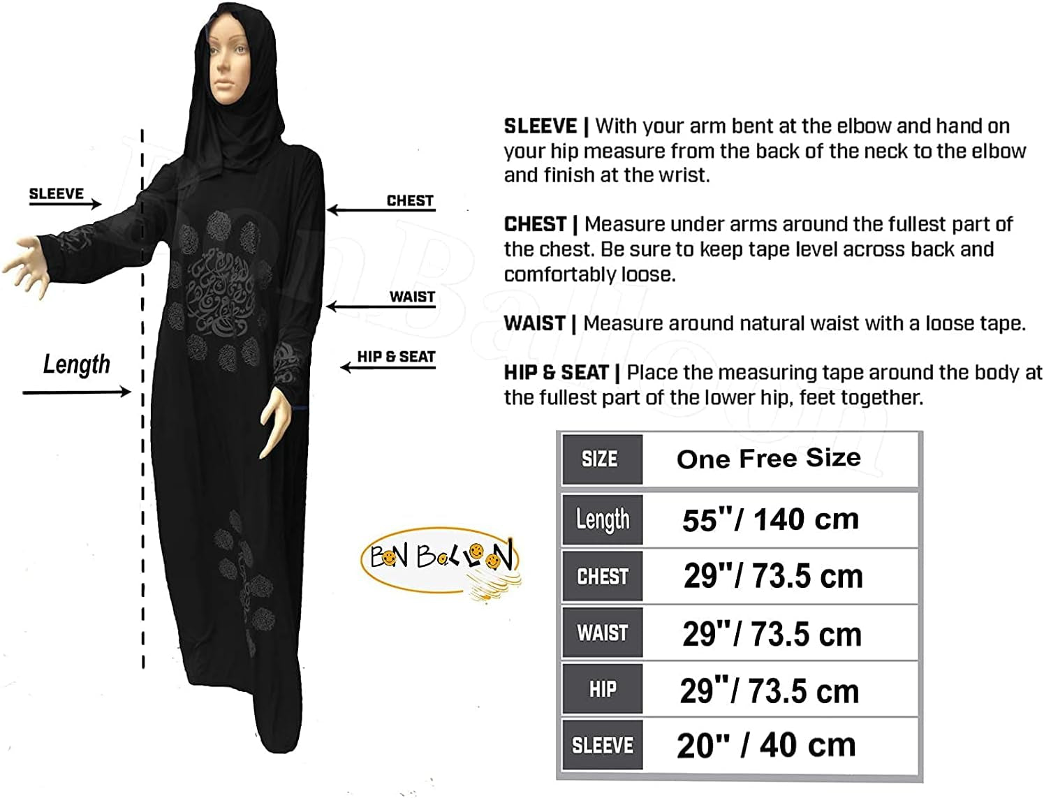 Women'S One Piece Isdal Izdal Muslim Islamic Islami Islam Prayer Overhead Dress Modest Outfit Clothing Hijab Scarf Abaya Galabeya Gilbab Kaftan Robe Attire ( Black ) X-Large