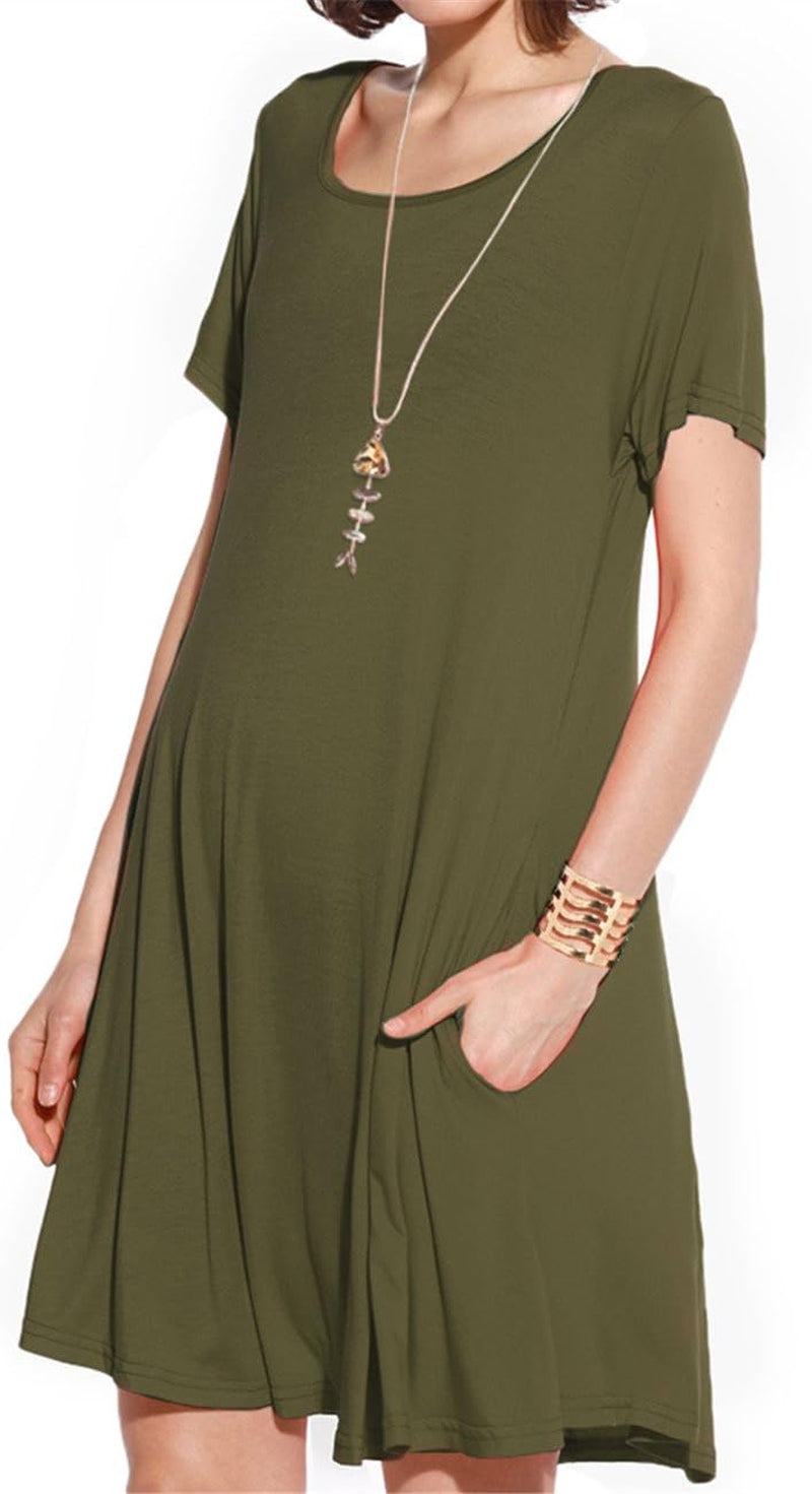 plus Size Summer T-Shirt Casual Dresses for Curvy Women Flowy Swing
