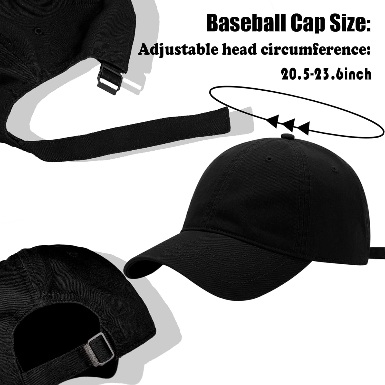 3 Pack Washed Plain Vintage Baseball Cap Cotton Adjustable Twill Bulk Low Profile Classic Dad Hat for Men/Women