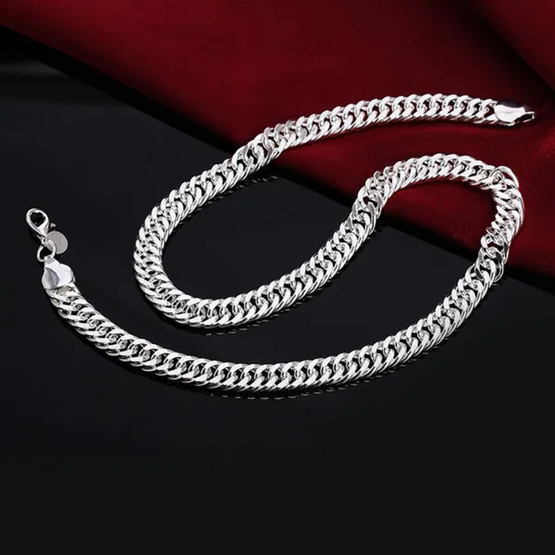 "HOT!" Fashion 925 Sterling Silver 10MM Full Sideways Chain Necklace 20'' 24'' Inch for Men Jewelry Wholesale